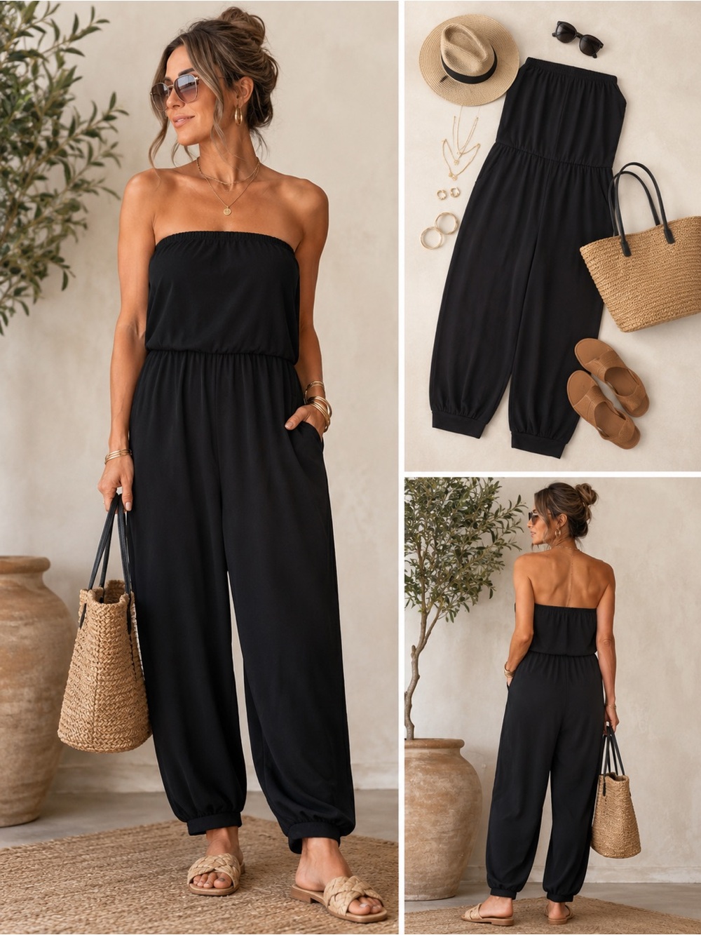 Smash + Tess Black Strapless Jumpsuit Romper